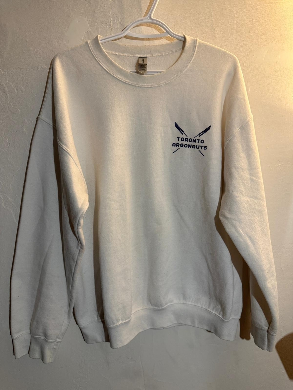 Gildan White Crewneck Sweatshirt with Navy Toronto Argonauts
